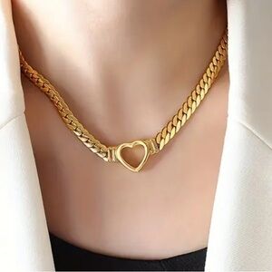 Elegant & Luxury Style, Golden Hollow Heart Shape Necklace
